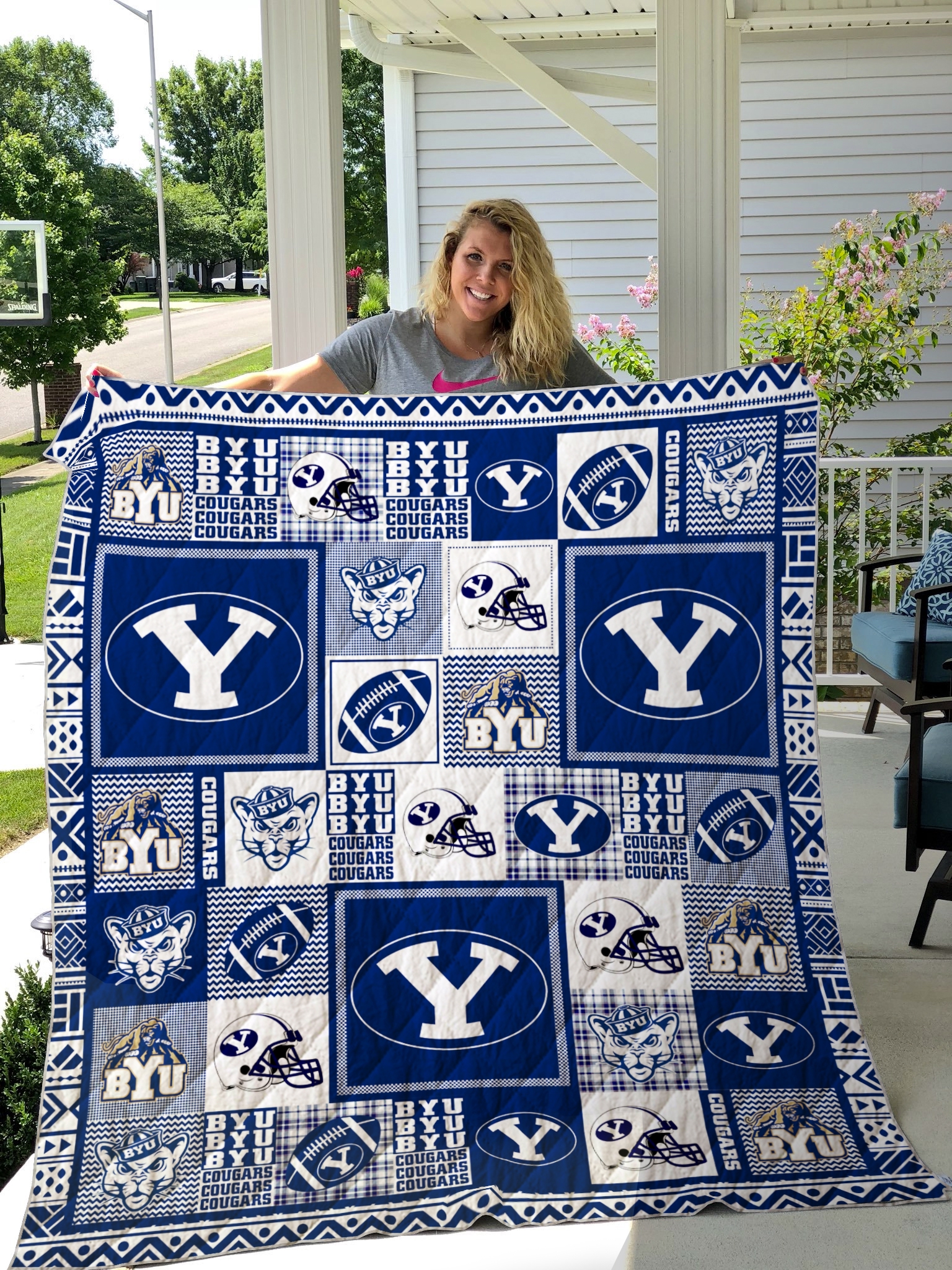 Byu Cougars Quilt Blanket #1625 - Famjoys Byu Cougars Quilt Blanket #1625 - Famjoys
