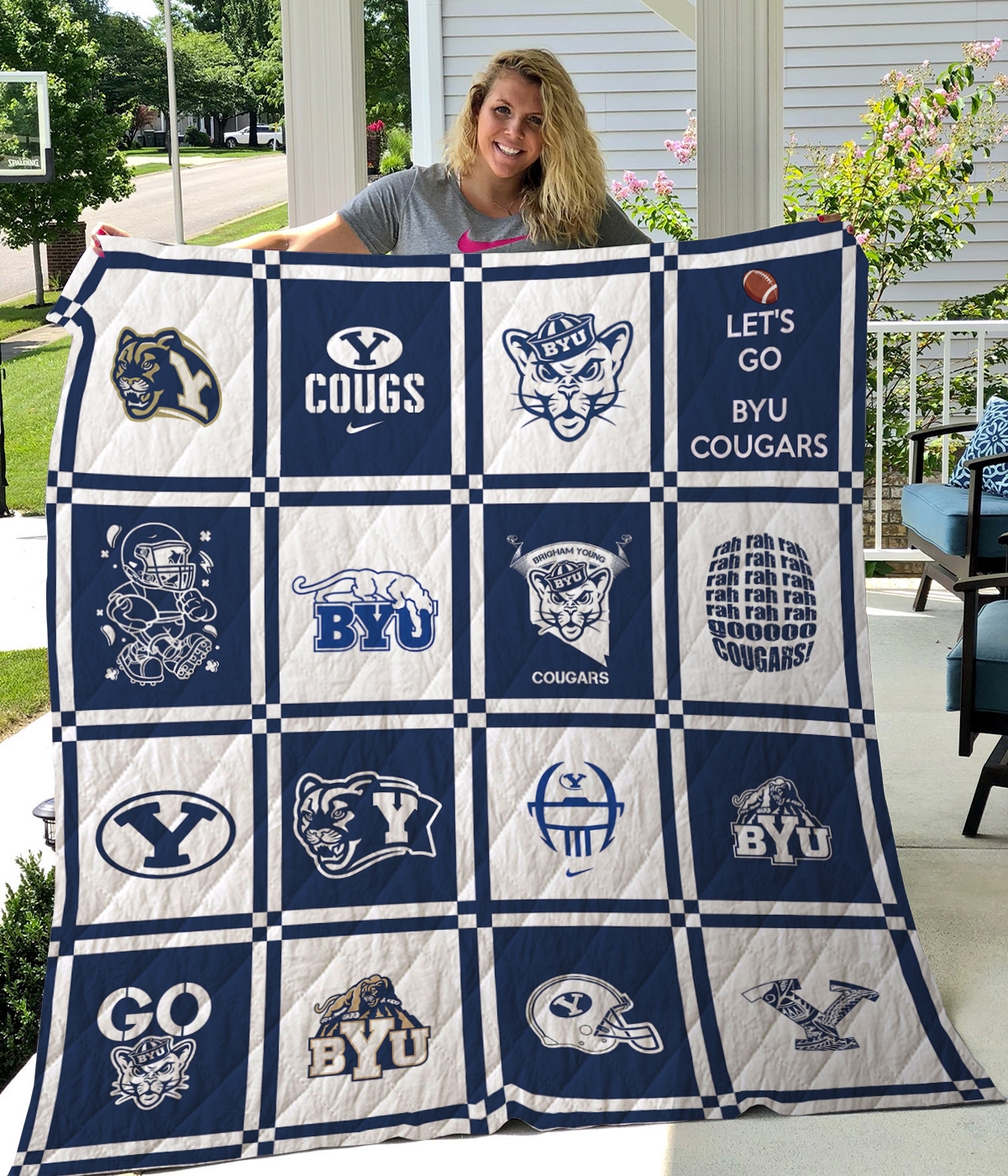 Byu Cougars Quilt Blanket #1629 - Famjoys Byu Cougars Quilt Blanket #1629 - Famjoys