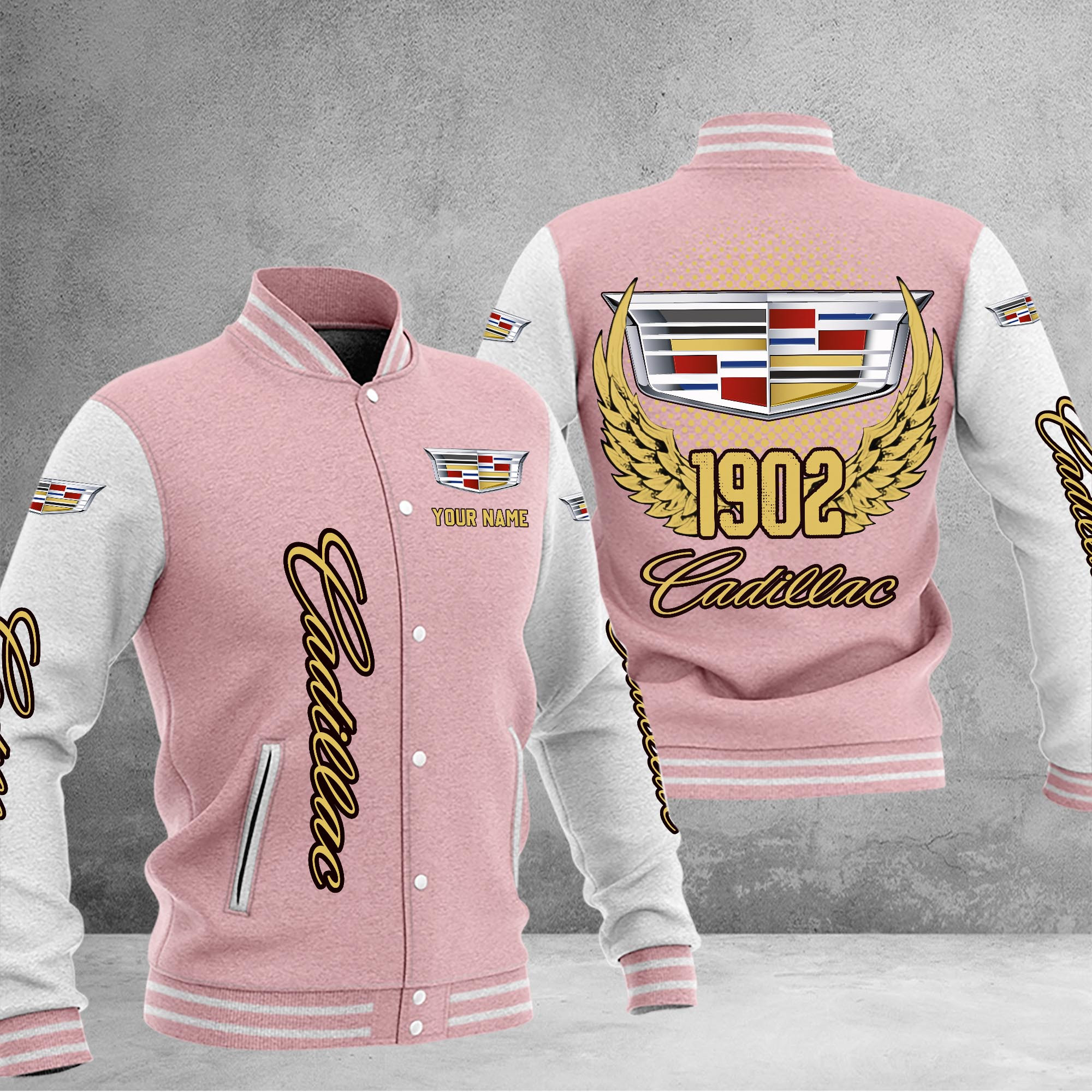 Cadillac DMHJ1027 Baseball Jacket Multicolor - Famjoys Cadillac DMHJ1027 Baseball Jacket Multicolor - Famjoys