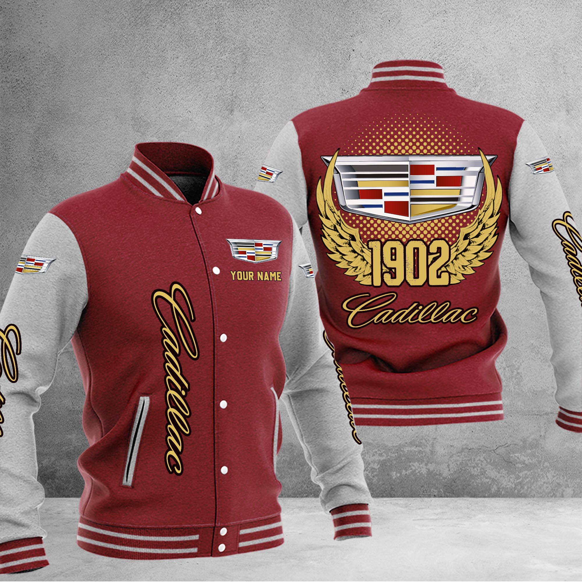 Cadillac DMHJ1027 Baseball Jacket Multicolor - Famjoys Cadillac DMHJ1027 Baseball Jacket Multicolor - Famjoys