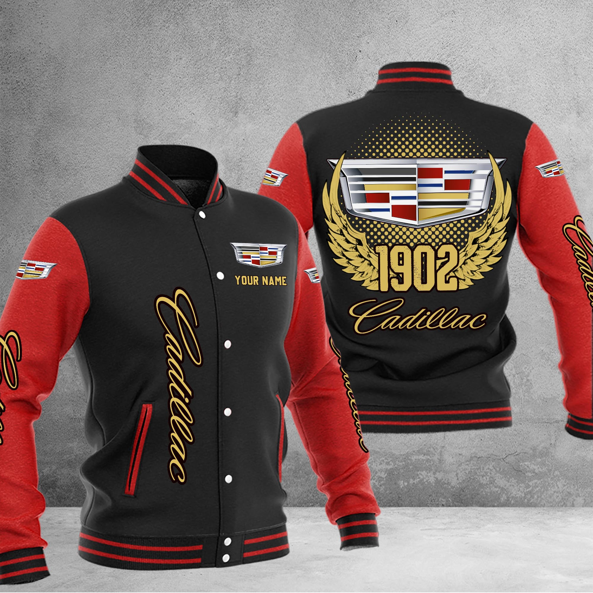 Cadillac DMHJ1027 Baseball Jacket Multicolor - Famjoys Cadillac DMHJ1027 Baseball Jacket Multicolor - Famjoys