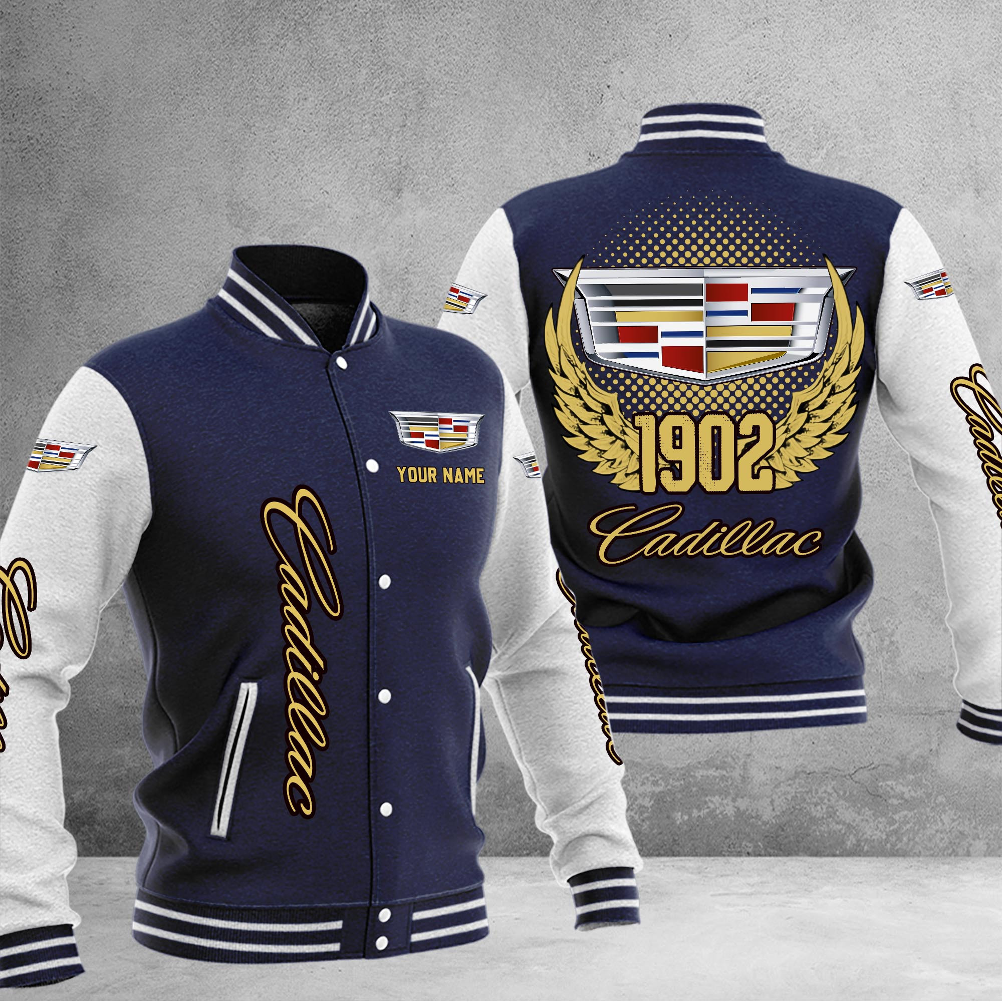 Cadillac DMHJ1027 Baseball Jacket Multicolor - Famjoys Cadillac DMHJ1027 Baseball Jacket Multicolor - Famjoys