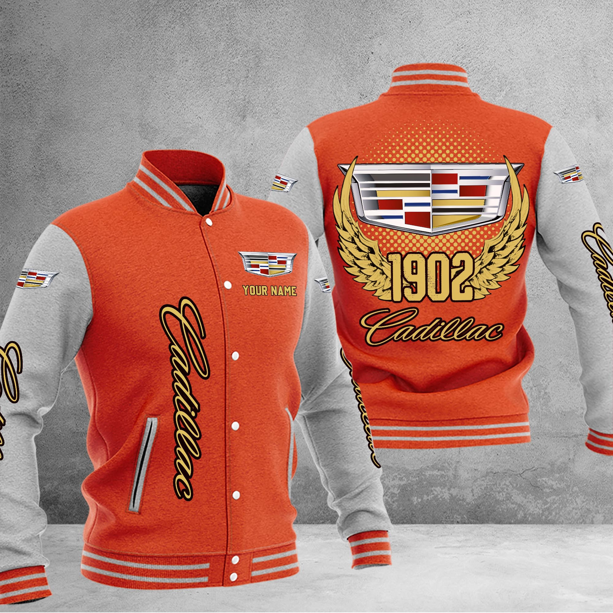 Cadillac DMHJ1027 Baseball Jacket Multicolor - Famjoys Cadillac DMHJ1027 Baseball Jacket Multicolor - Famjoys