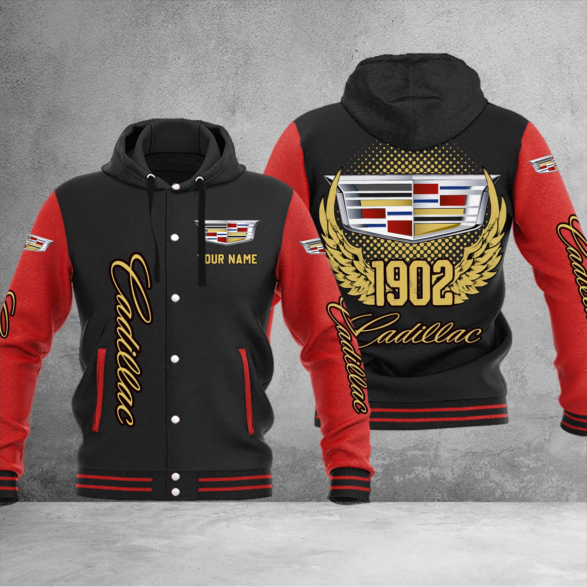 Cadillac DMHJ1027 Baseball Jacket Multicolor - Famjoys Cadillac DMHJ1027 Baseball Jacket Multicolor - Famjoys