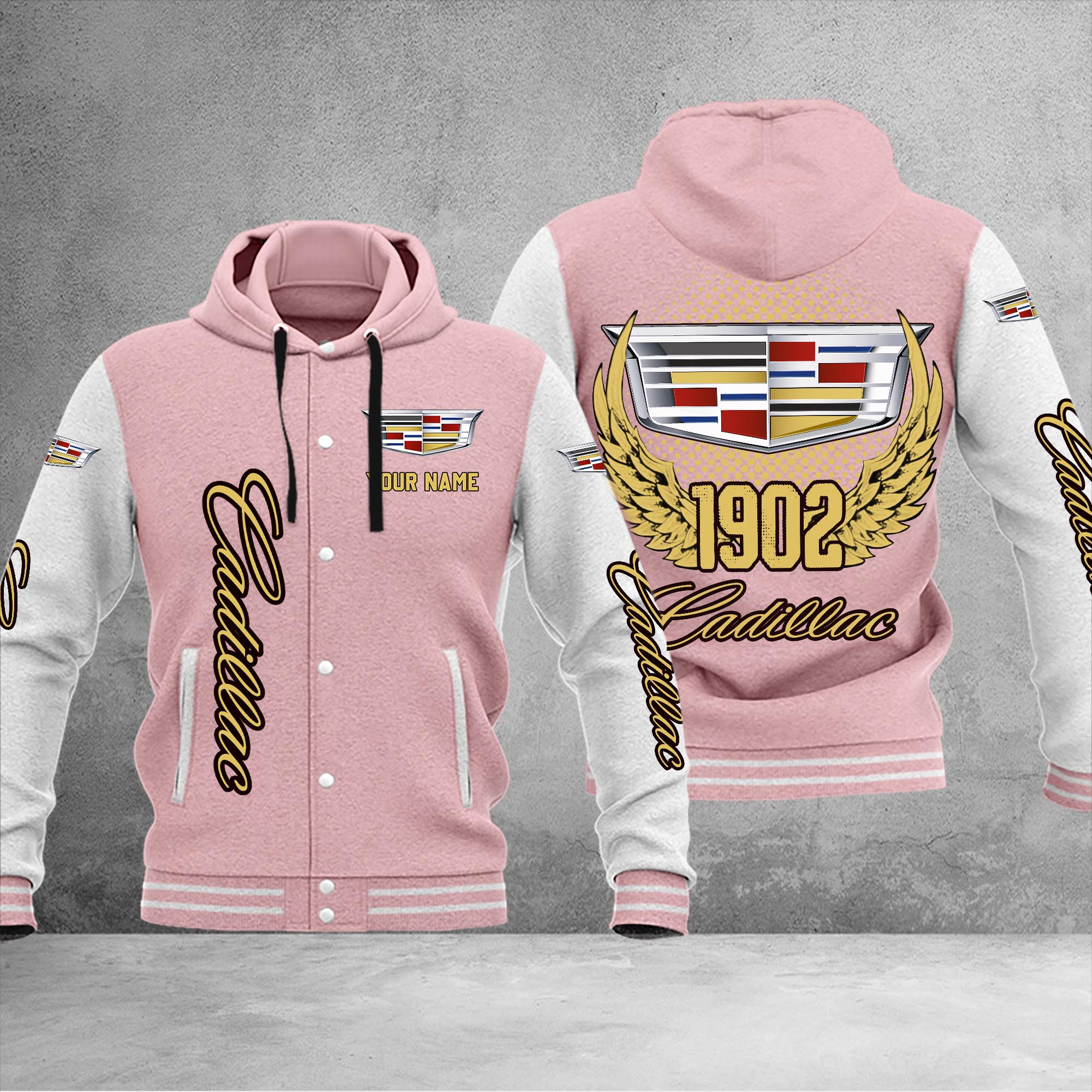Cadillac DMHJ1027 Baseball Jacket Multicolor - Famjoys Cadillac DMHJ1027 Baseball Jacket Multicolor - Famjoys