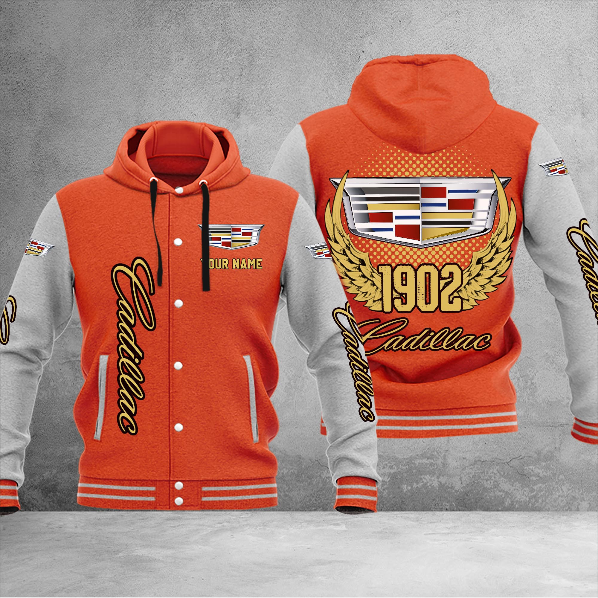 Cadillac DMHJ1027 Baseball Jacket Multicolor - Famjoys Cadillac DMHJ1027 Baseball Jacket Multicolor - Famjoys