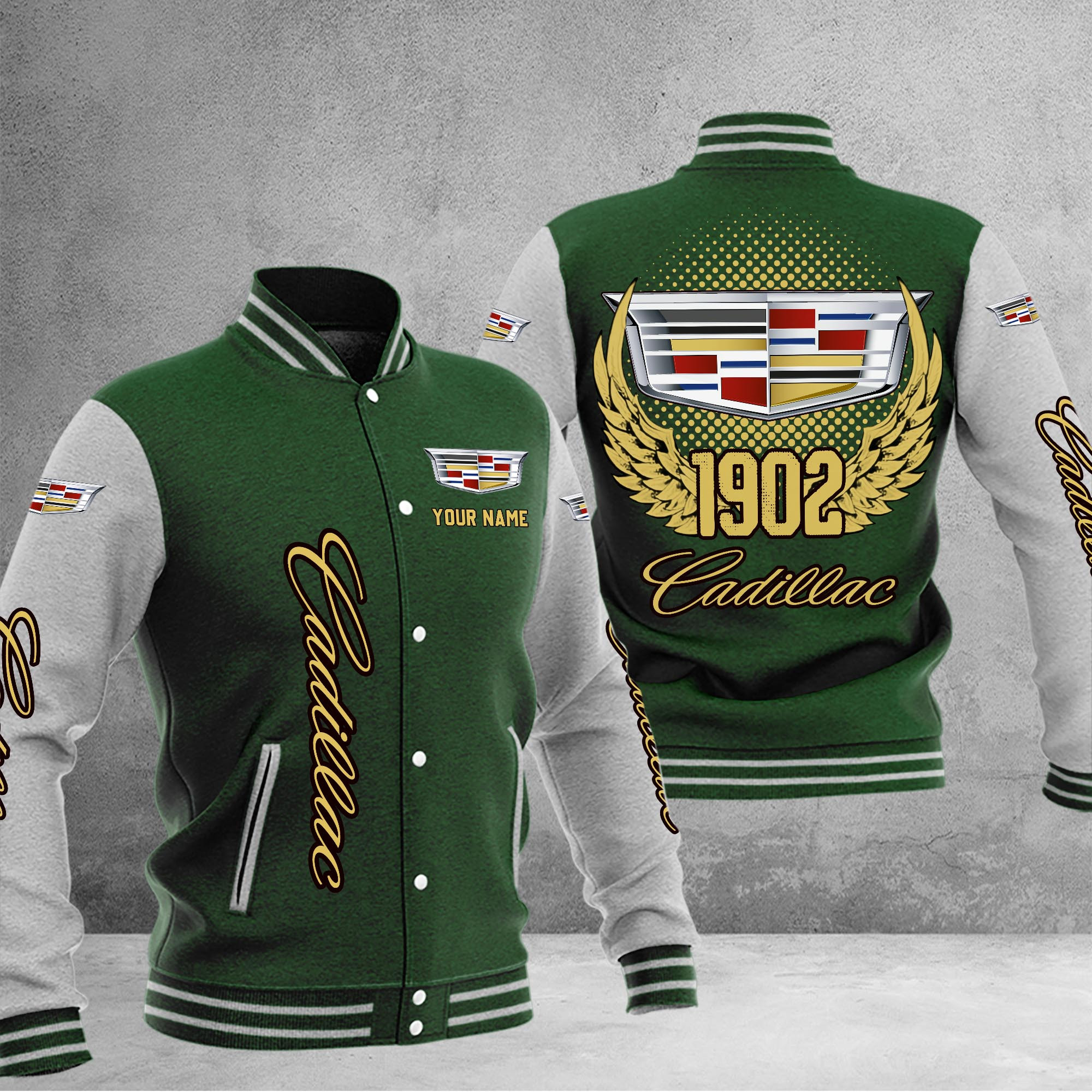 Cadillac DMHJ1027 Baseball Jacket Multicolor - Famjoys Cadillac DMHJ1027 Baseball Jacket Multicolor - Famjoys