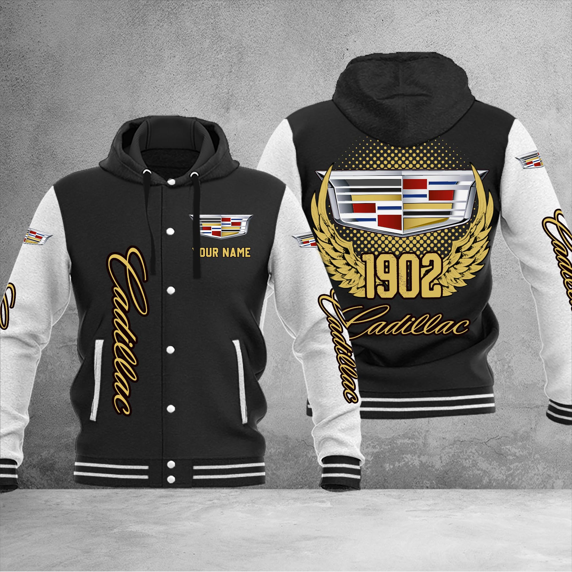 Cadillac DMHJ1027 Baseball Jacket Multicolor - Famjoys Cadillac DMHJ1027 Baseball Jacket Multicolor - Famjoys