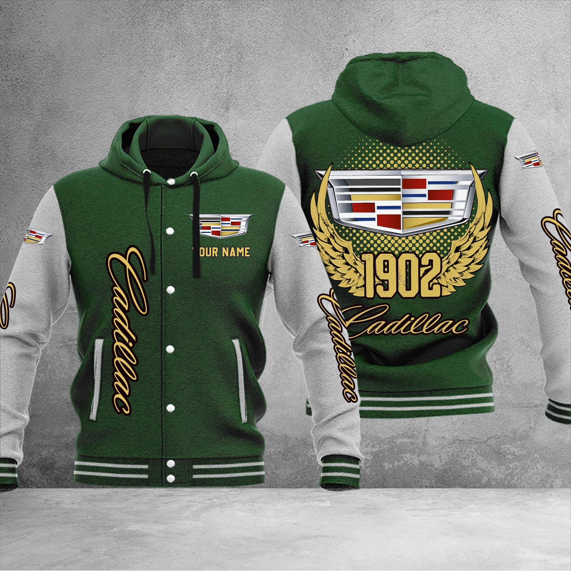 Cadillac DMHJ1027 Baseball Jacket Multicolor - Famjoys Cadillac DMHJ1027 Baseball Jacket Multicolor - Famjoys