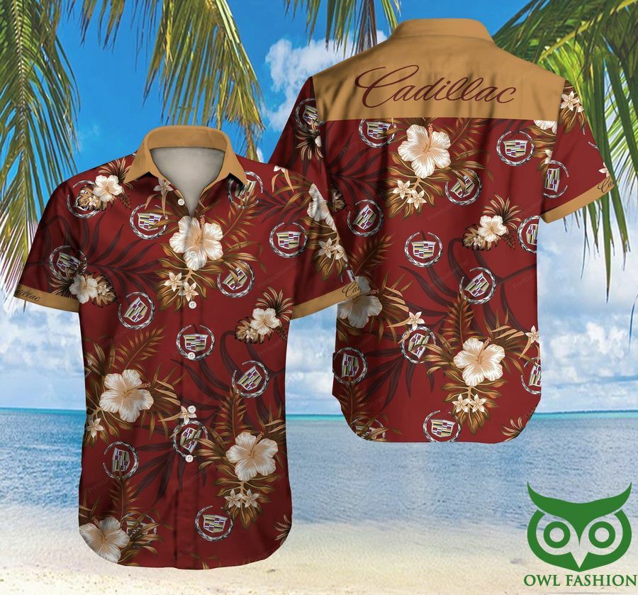 Cadillac Floral Red And Yellow Hawaiian Shirt - Famjoys Cadillac Floral Red And Yellow Hawaiian Shirt - Famjoys