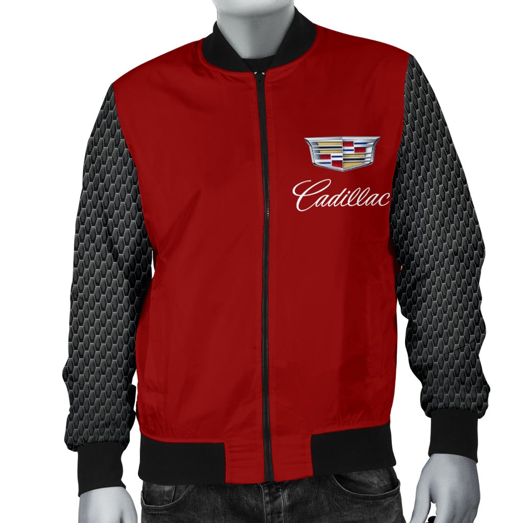 Cadillac Men's Bomber Jacket Red - Famjoys Cadillac Men's Bomber Jacket Red - Famjoys