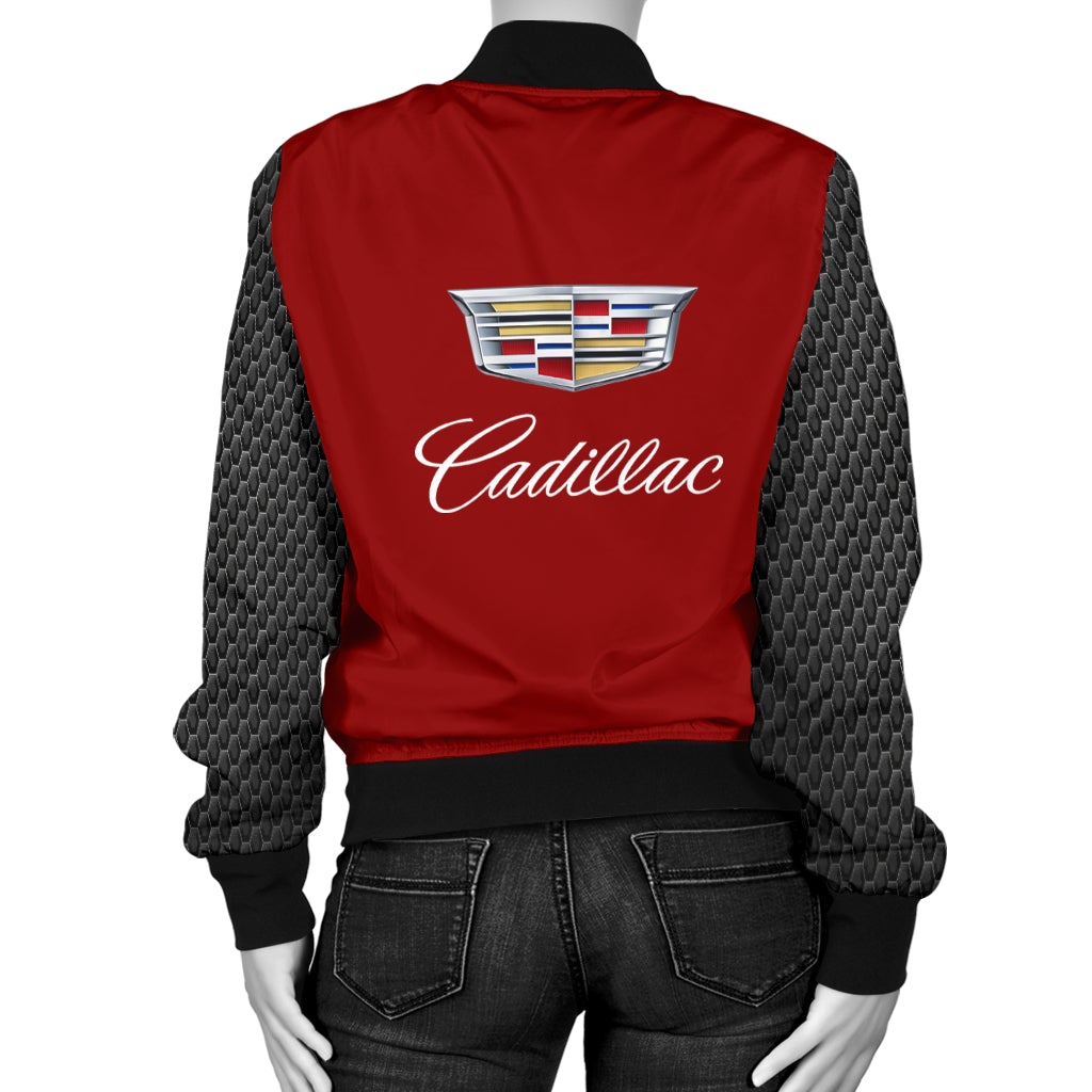 Cadillac Women's Bomber Jacket Red - Famjoys Cadillac Women's Bomber Jacket Red - Famjoys