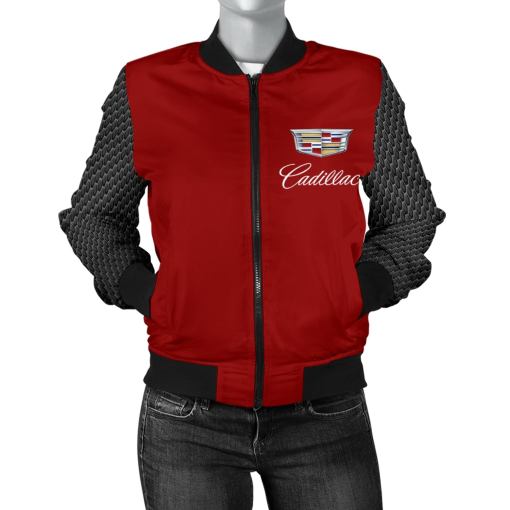 Cadillac Women's Bomber Jacket Red - Famjoys Cadillac Women's Bomber Jacket Red - Famjoys