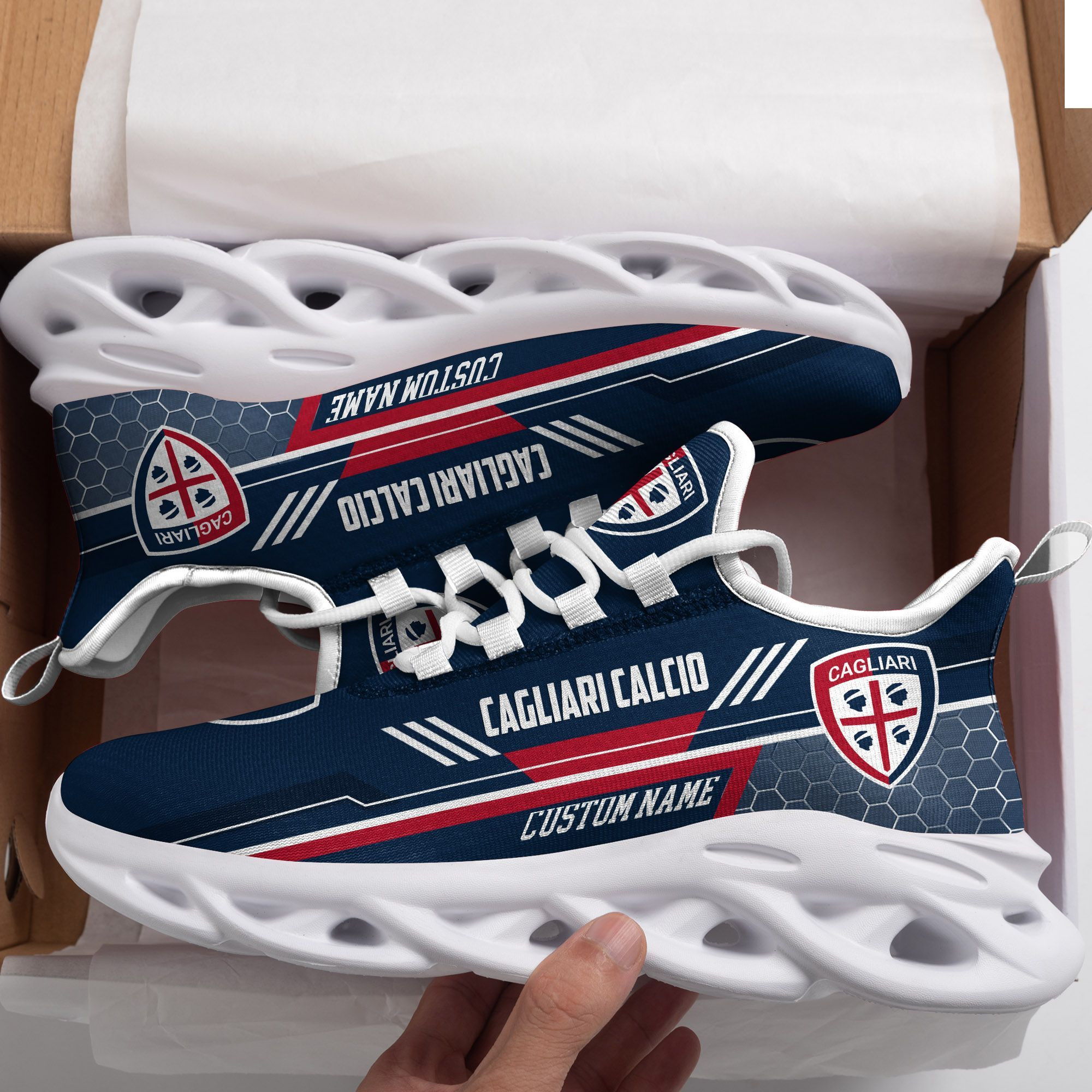 Cagliari Calcio Custom Personalized Max Soul Sneakers Shoes - Famjoys Cagliari Calcio Custom Personalized Max Soul Sneakers Shoes - Famjoys