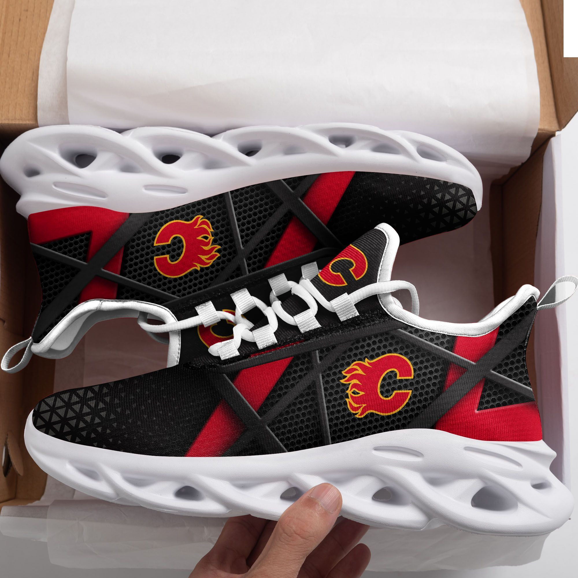 Calgary Flames Max Soul Sneakers Shoes - Famjoys Calgary Flames Max Soul Sneakers Shoes - Famjoys