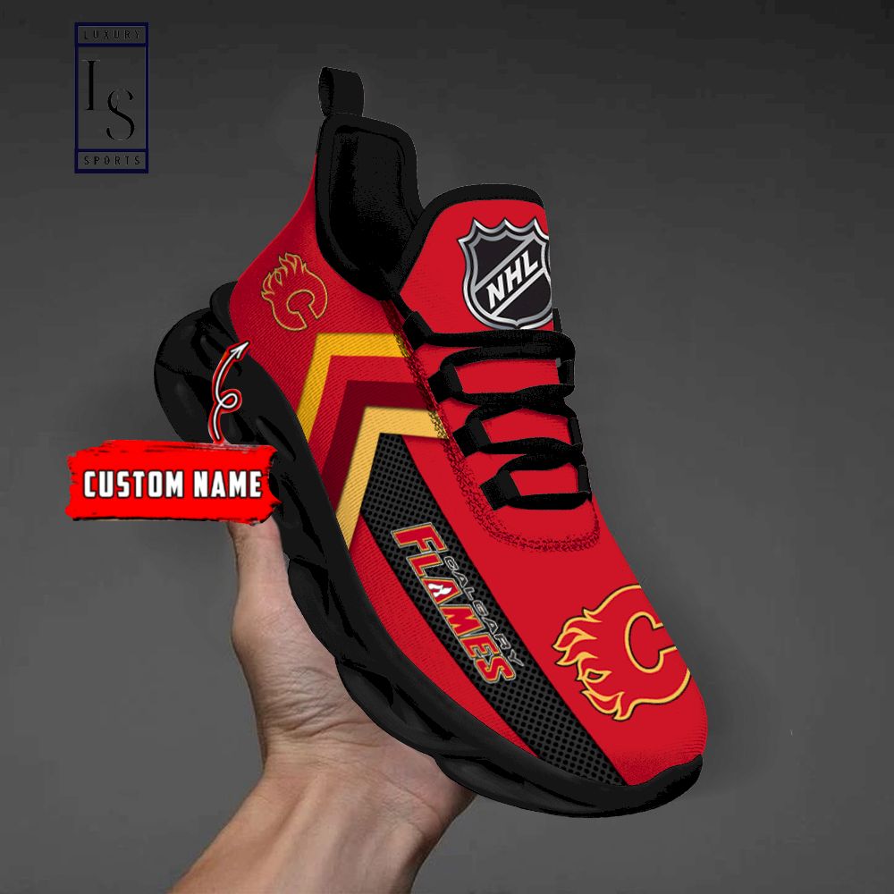 Calgary Flames NHL Personalized Max Soul Shoes - Famjoys Calgary Flames NHL Personalized Max Soul Shoes - Famjoys