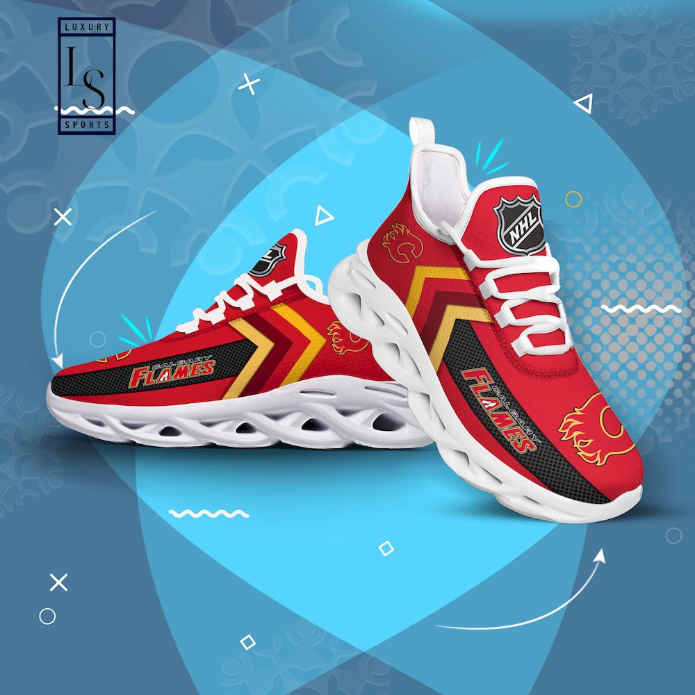 Calgary Flames NHL Personalized Max Soul Shoes - Famjoys Calgary Flames NHL Personalized Max Soul Shoes - Famjoys