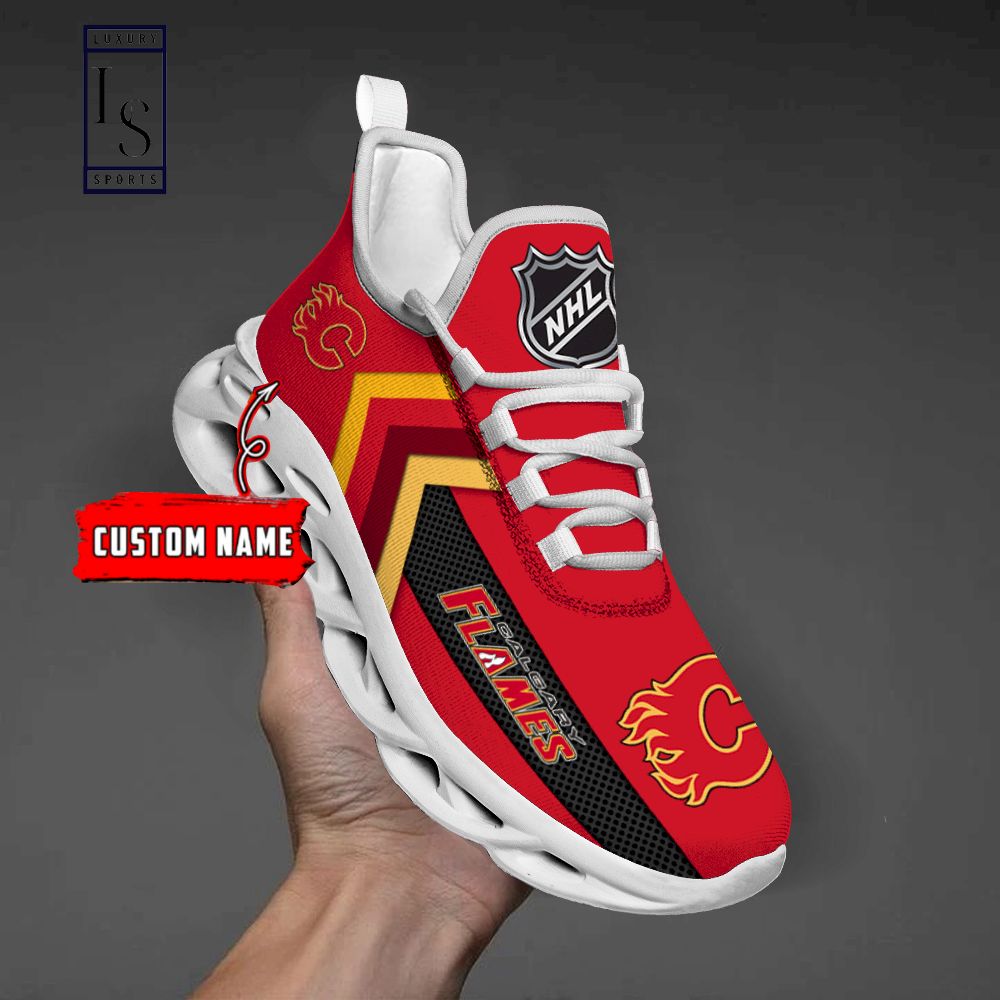 Calgary Flames NHL Personalized Max Soul Shoes - Famjoys Calgary Flames NHL Personalized Max Soul Shoes - Famjoys
