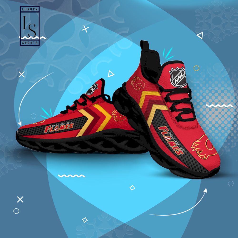 Calgary Flames NHL Personalized Max Soul Shoes - Famjoys Calgary Flames NHL Personalized Max Soul Shoes - Famjoys