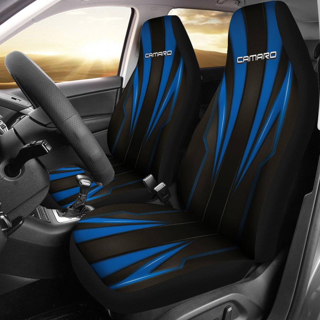 Camaro Blue Logo Car Seat Covers Metal Abstract Ph220913-036