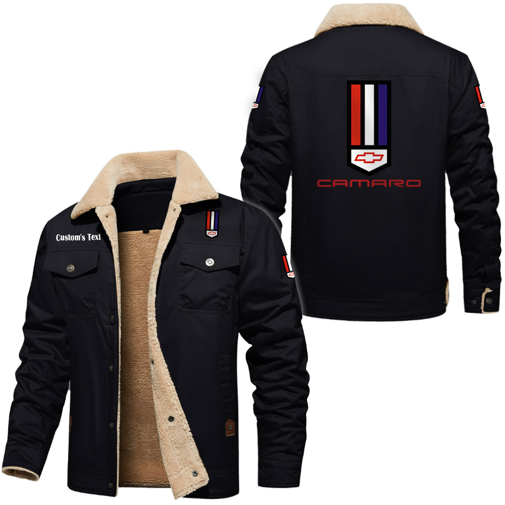 camaro Cargo Fleece Lined Cotton Jacket Multicolor, vintage style, customize name 