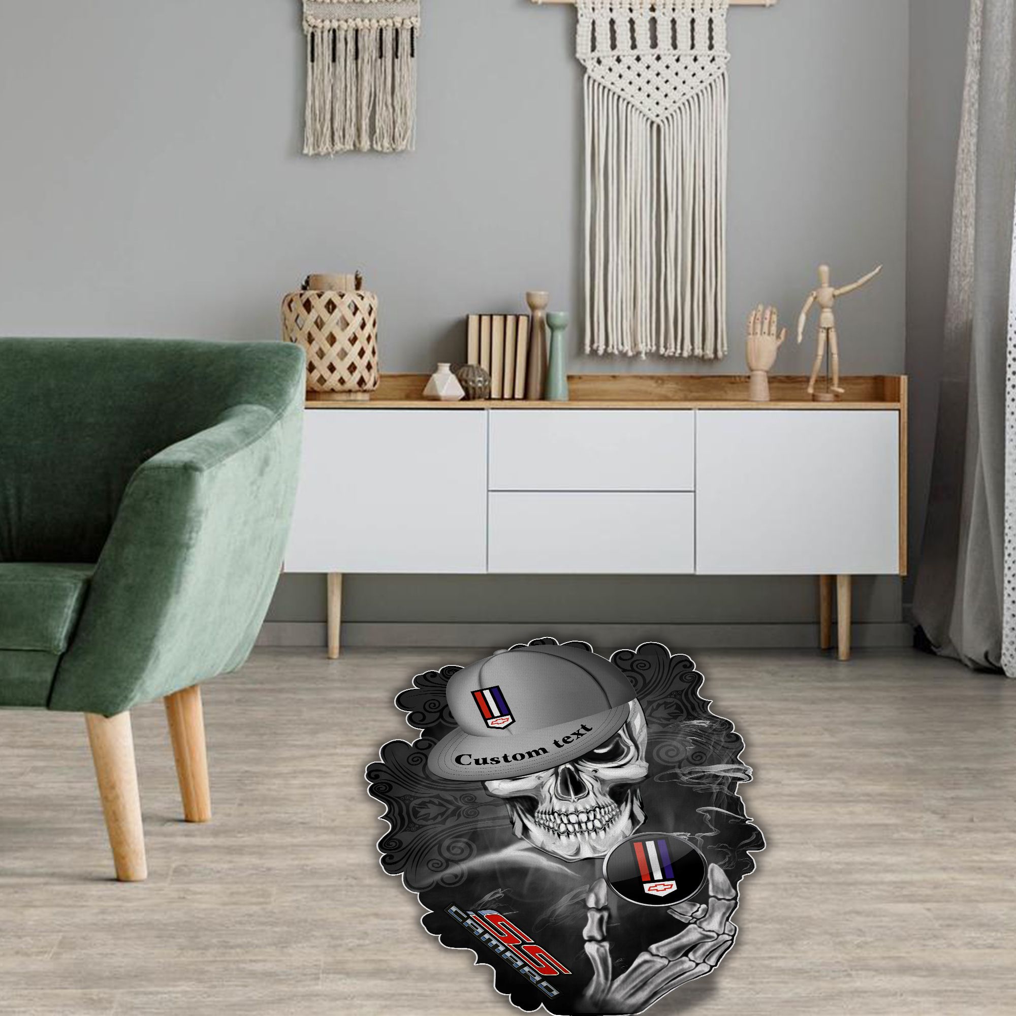 Camaro SS Skull Shaped Luxurious Doormat, Rug Home Decor, Custom name - Famjoys Camaro SS Skull Shaped Luxurious Doormat, Rug Home Decor, Custom name - Famjoys