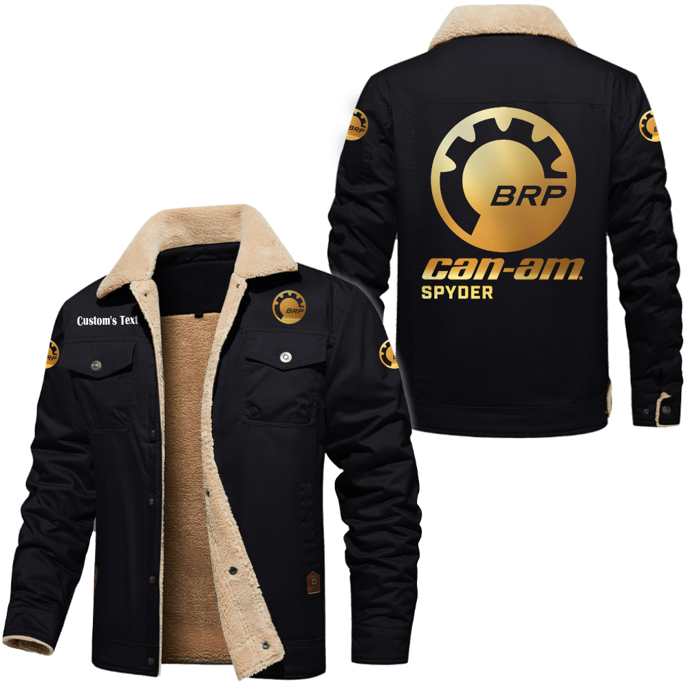 Can Am Spyder Golden Logo Cargo Fleece Lined Cotton Jacket Multicolor, vintage style, customize name 
