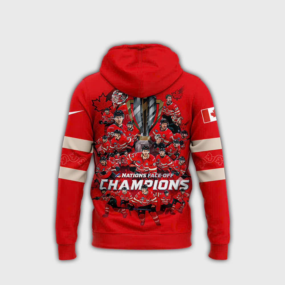 Canada Hockey 4 Nations Face-Off 2025 Champions Hoodie - Famjoys Canada Hockey 4 Nations Face-Off 2025 Champions Hoodie - Famjoys