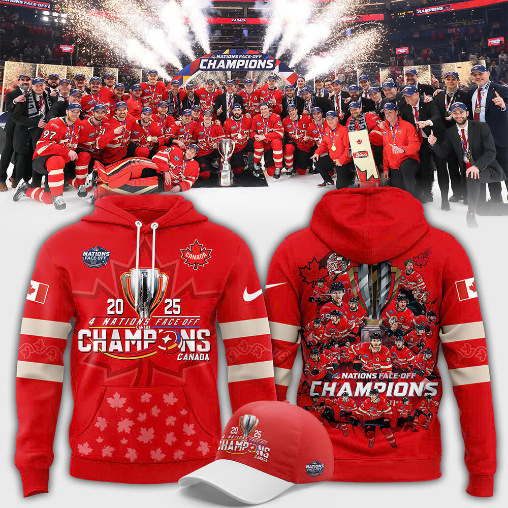 Canada Hockey 4 Nations Face-Off 2025 Champions Hoodie - Famjoys Canada Hockey 4 Nations Face-Off 2025 Champions Hoodie - Famjoys