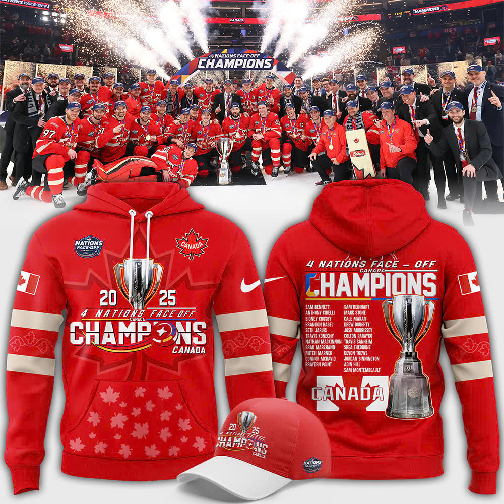 Canada Hockey 4 Nations Face-Off 2025 Champions Hoodie V2 - Famjoys Canada Hockey 4 Nations Face-Off 2025 Champions Hoodie V2 - Famjoys