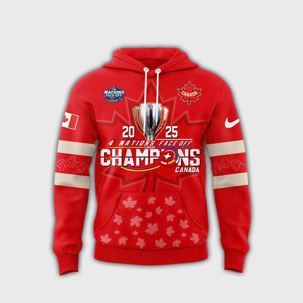Canada Hockey 4 Nations Face-Off 2025 Champions Hoodie V2 - Famjoys Canada Hockey 4 Nations Face-Off 2025 Champions Hoodie V2 - Famjoys