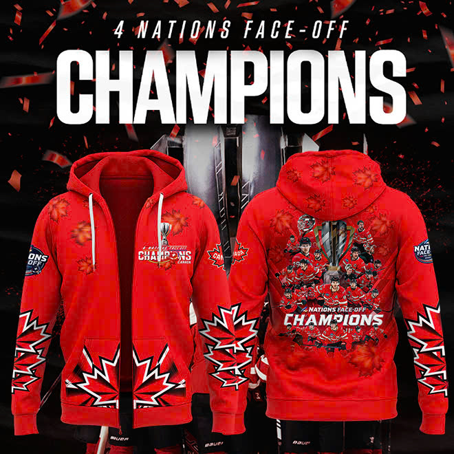 Canada Hockey 4 Nations Face-Off 2025 Champions Zip Hoodie - Famjoys Canada Hockey 4 Nations Face-Off 2025 Champions Zip Hoodie - Famjoys