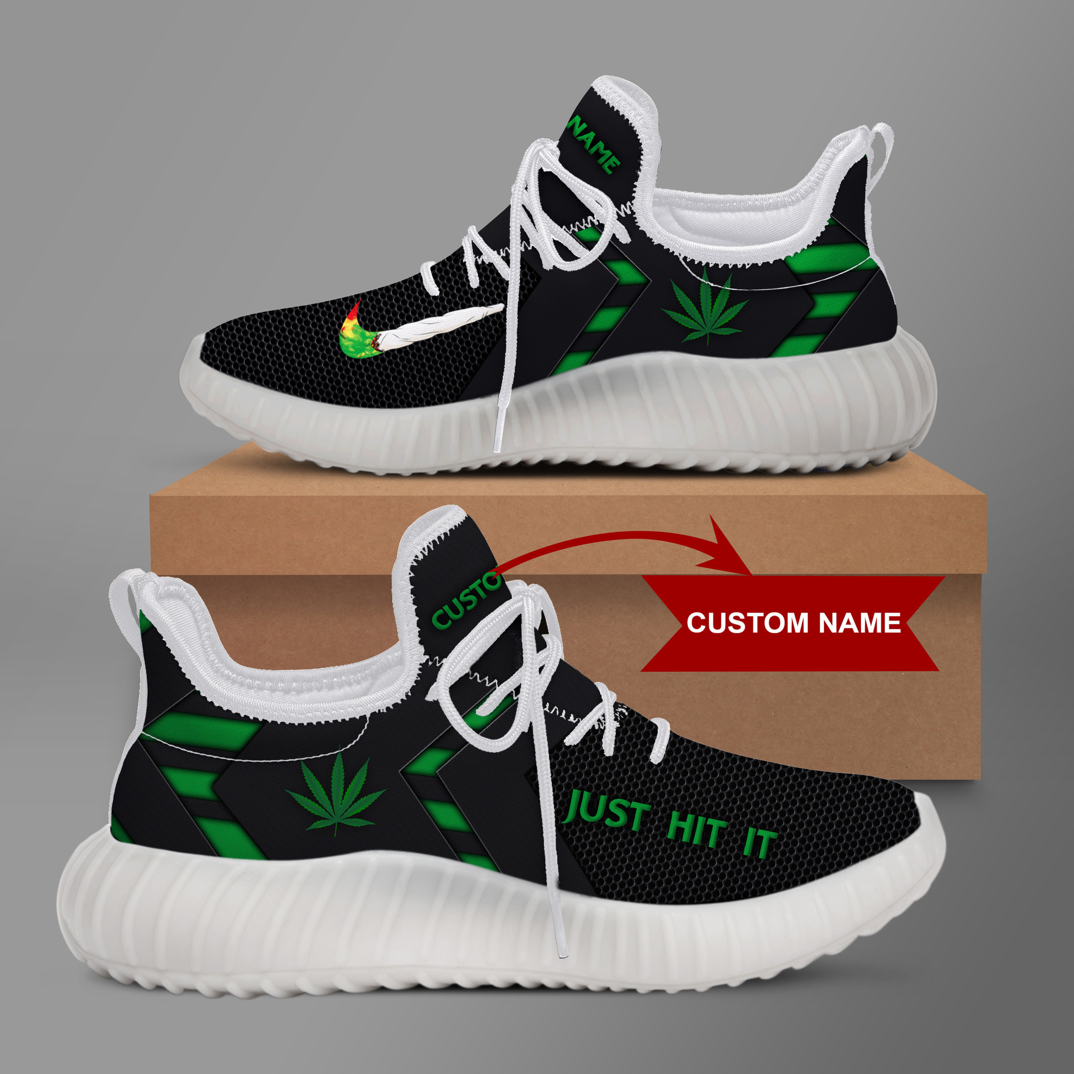 Cannabis - Just Hit It Custom Name YZ Shoes - Famjoys Cannabis - Just Hit It Custom Name YZ Shoes - Famjoys
