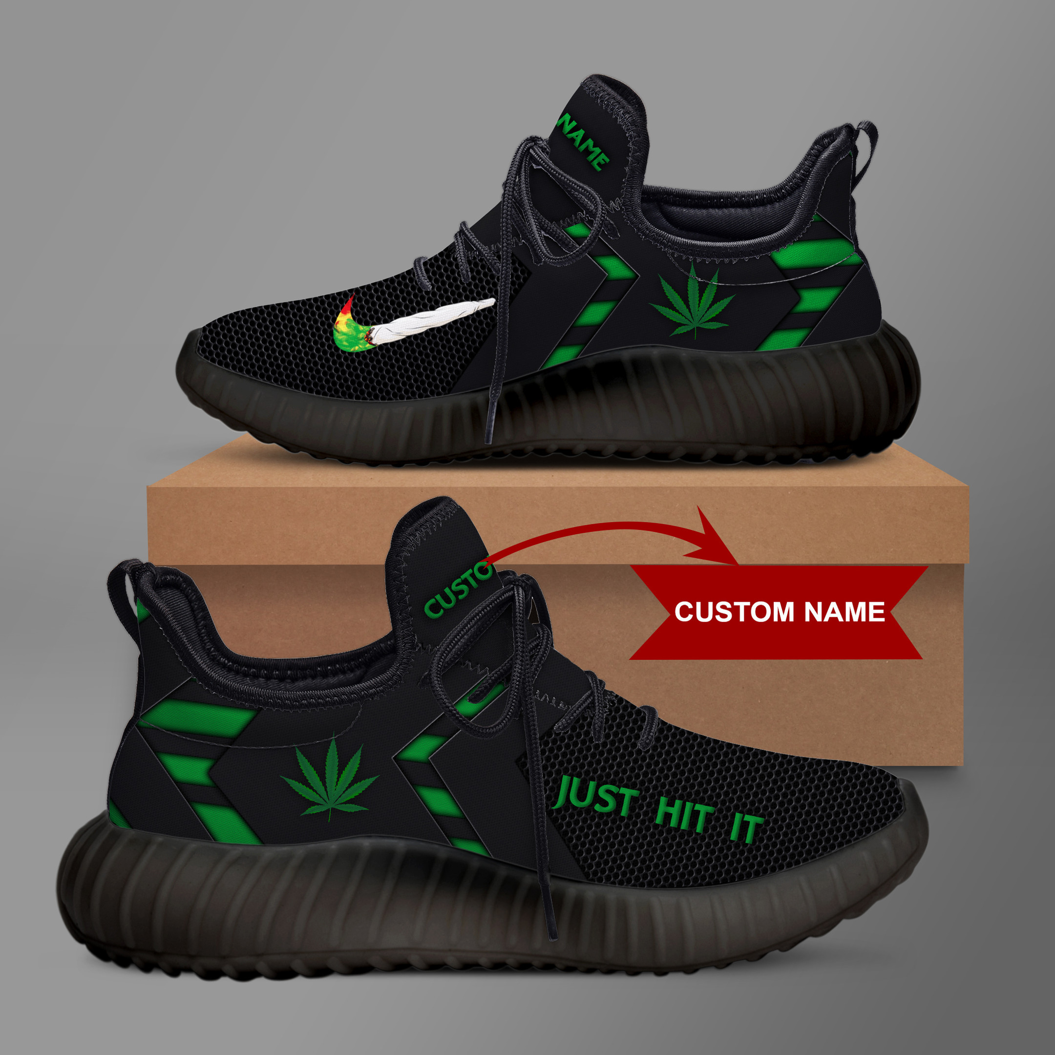 Cannabis - Just Hit It Custom Name YZ Shoes - Famjoys Cannabis - Just Hit It Custom Name YZ Shoes - Famjoys