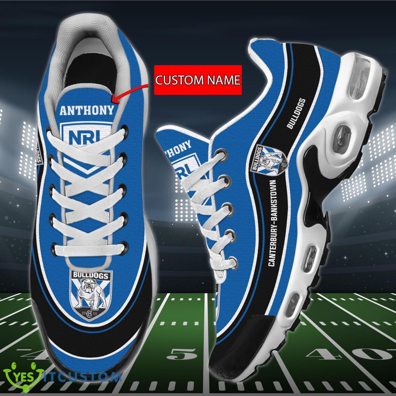 Canterbury-Bankstown Bulldogs Personalized Name Air Cushion Sports Shoes Sneaker KLTNS220217 - Famjoys Canterbury-Bankstown Bulldogs Personalized Name Air Cushion Sports Shoes Sneaker KLTNS220217 - Famjoys