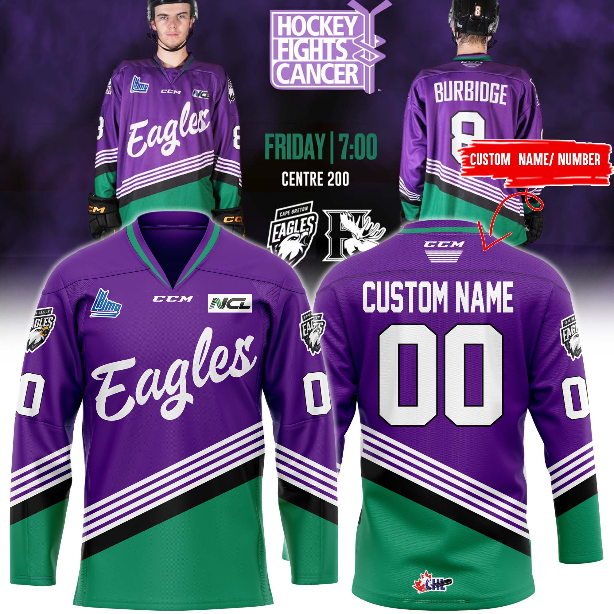 Cape Breton Eagles Hockey Fighting Cancer Jersey - Famjoys Cape Breton Eagles Hockey Fighting Cancer Jersey - Famjoys