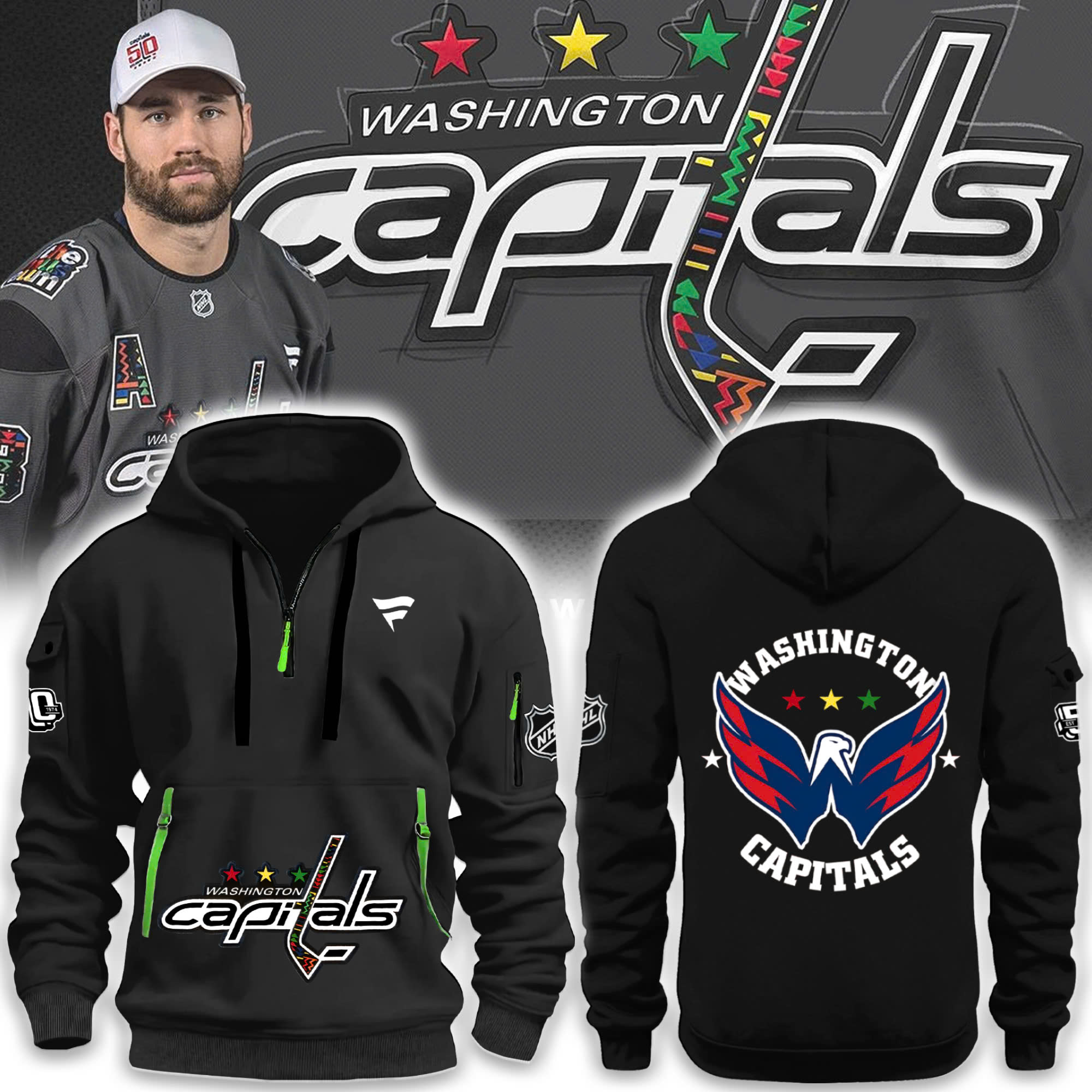 Capitals unveil Black History Month specialty Black H115 New Hoodie - Famjoys Capitals unveil Black History Month specialty Black H115 New Hoodie - Famjoys