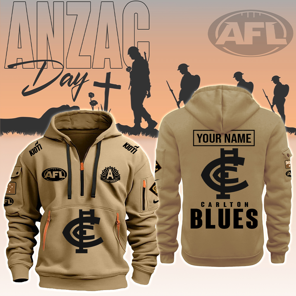 Carlton Blues AFL Anzac Day New Hoodie - Famjoys Carlton Blues AFL Anzac Day New Hoodie - Famjoys