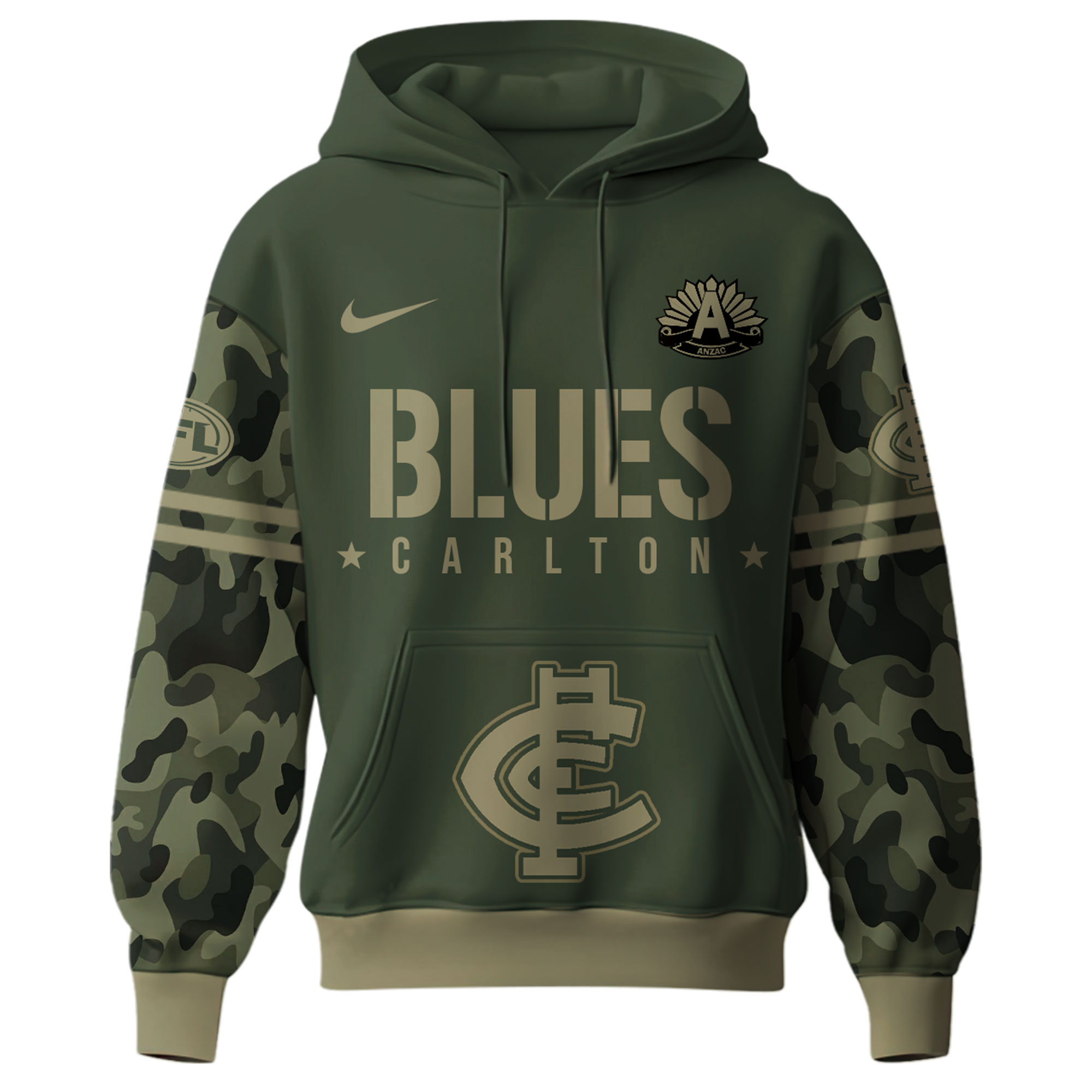 Carlton Blues AFL x Anzac Day Hoodie 2025 - Famjoys Carlton Blues AFL x Anzac Day Hoodie 2025 - Famjoys