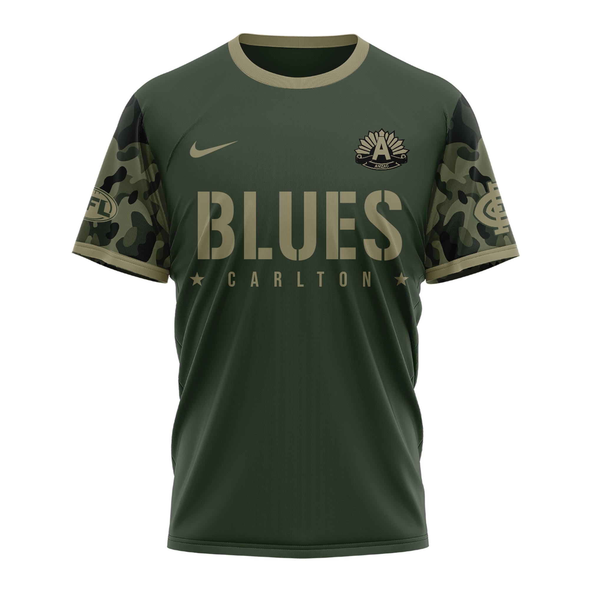 Carlton Blues AFL x Anzac Day Tshirt 2025 - Famjoys Carlton Blues AFL x Anzac Day Tshirt 2025 - Famjoys