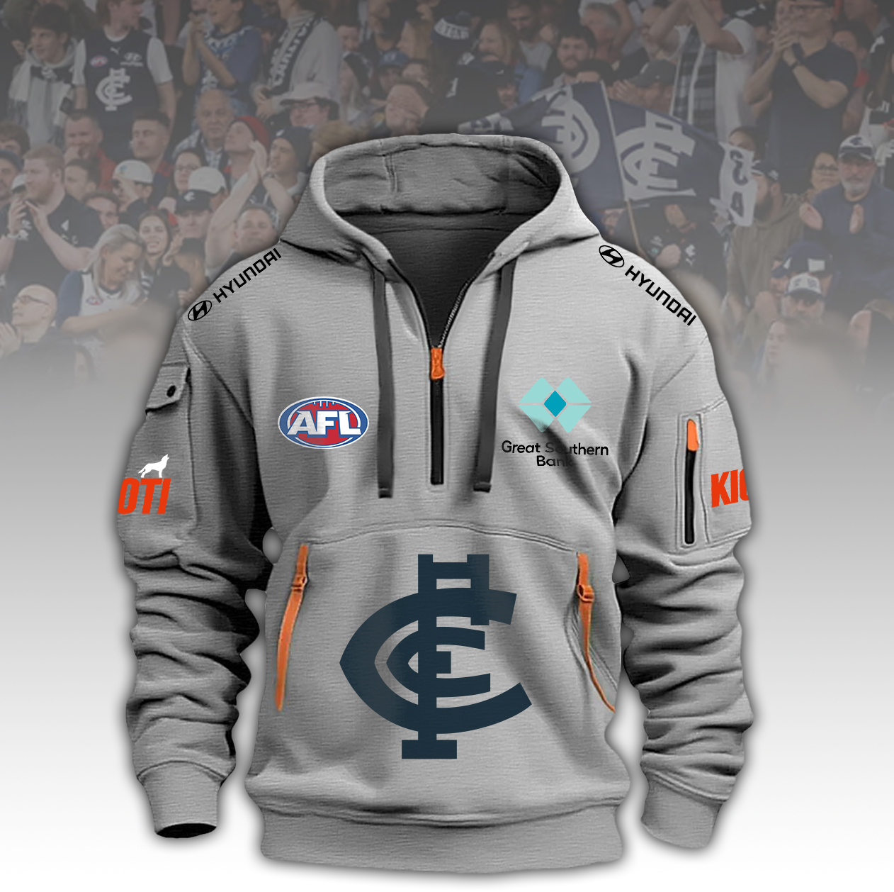 Carlton Blues New Zip Hoodie Gray - Famjoys Carlton Blues New Zip Hoodie Gray - Famjoys