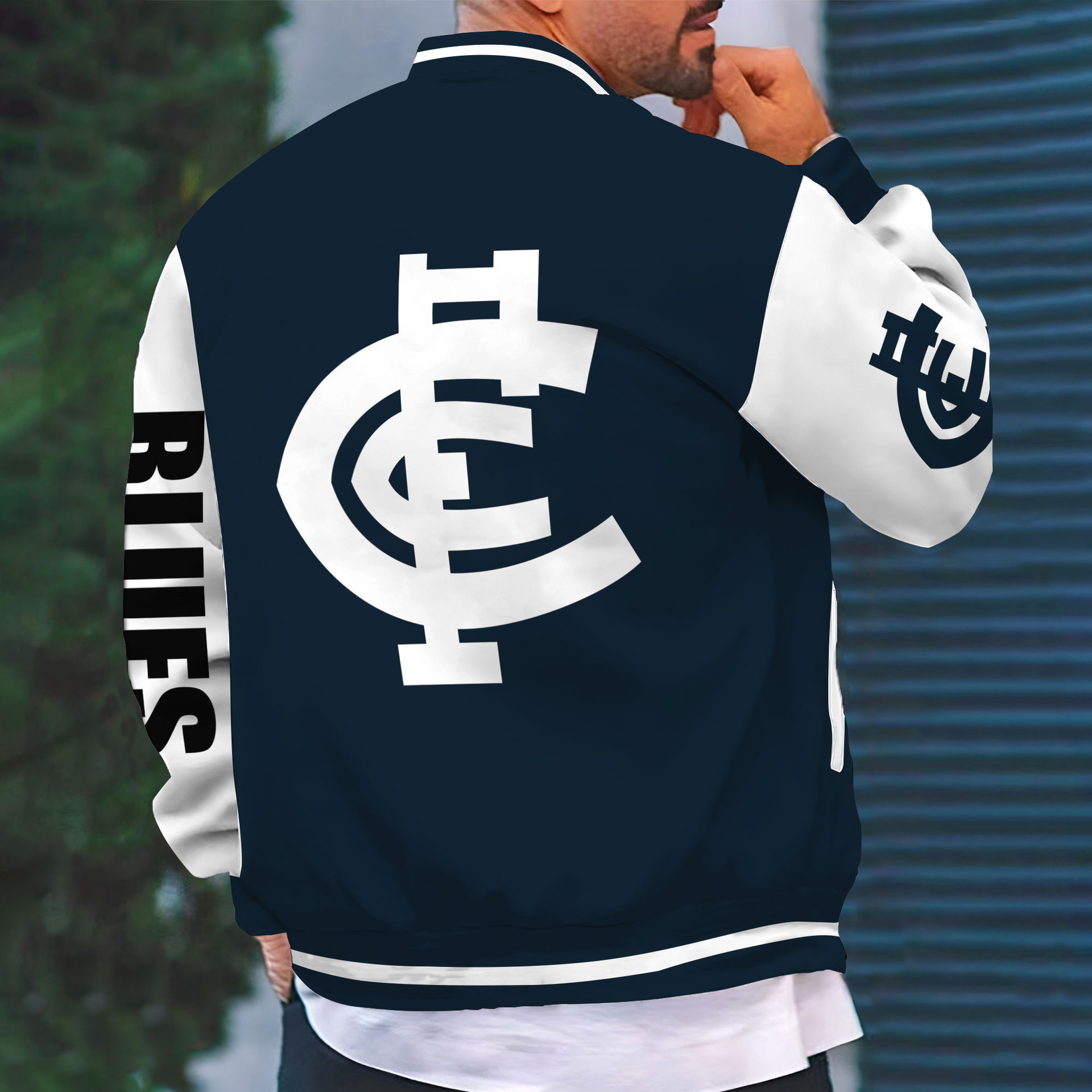 Carlton Football Club AFL Custom Name Baseball Jacket Gifts For Fans - Famjoys Carlton Football Club AFL Custom Name Baseball Jacket Gifts For Fans - Famjoys