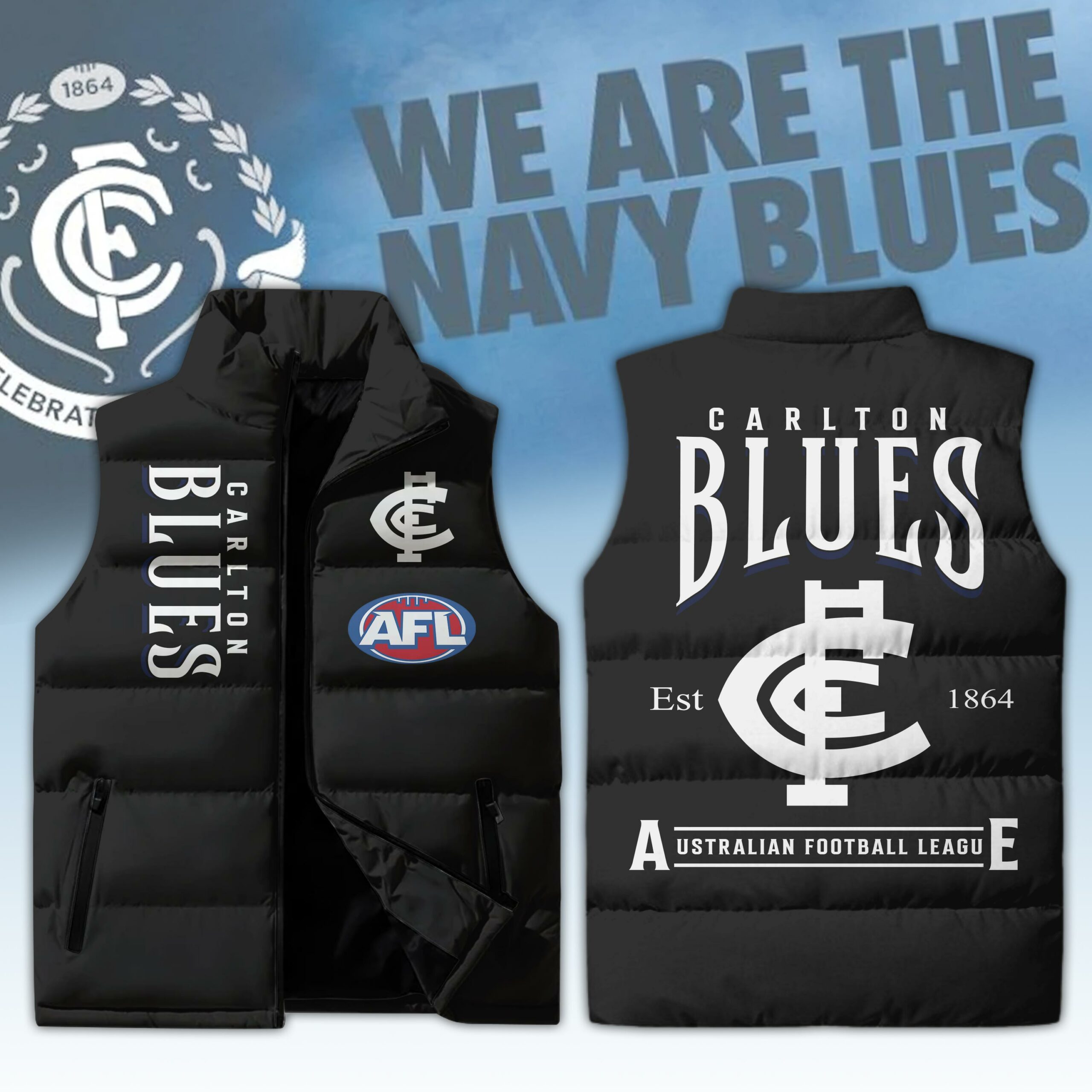 Carlton Football Club Sleeveless Jacket - Famjoys Carlton Football Club Sleeveless Jacket - Famjoys