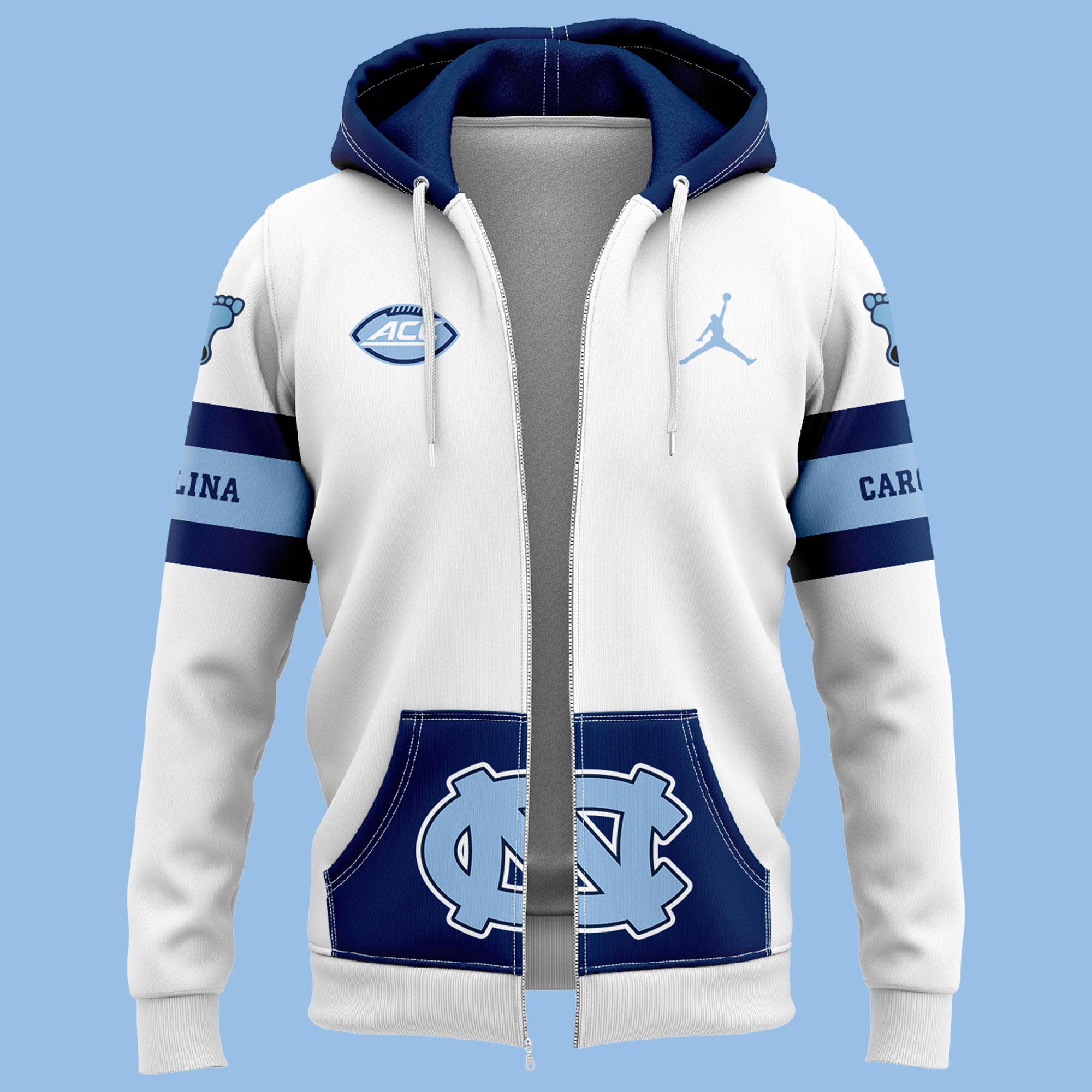 Carolina Football Throwback White Zip Hoodie 2024 - Famjoys Carolina Football Throwback White Zip Hoodie 2024 - Famjoys
