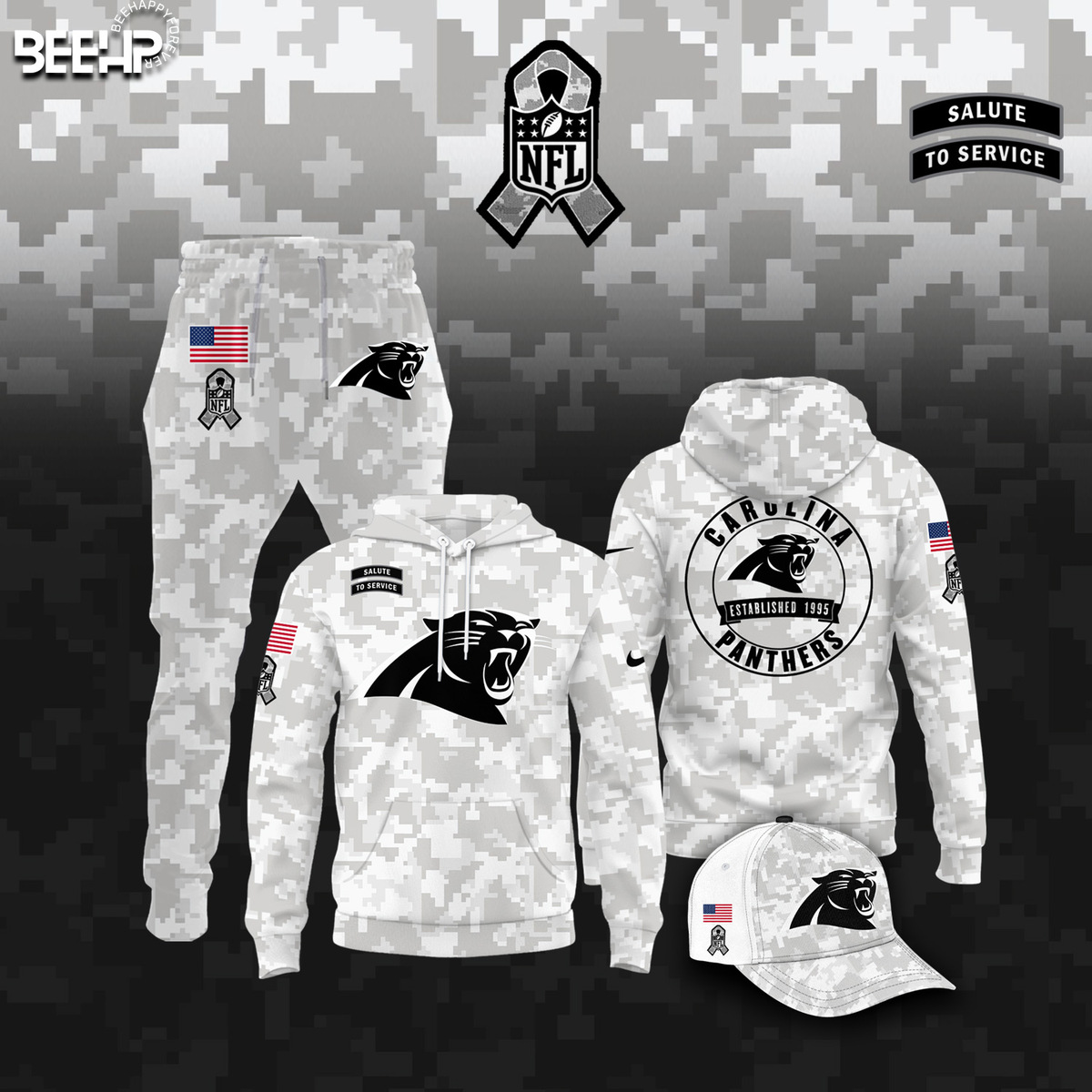 Carolina Panthers Camo Salute to Service Combo - Famjoys Carolina Panthers Camo Salute to Service Combo - Famjoys