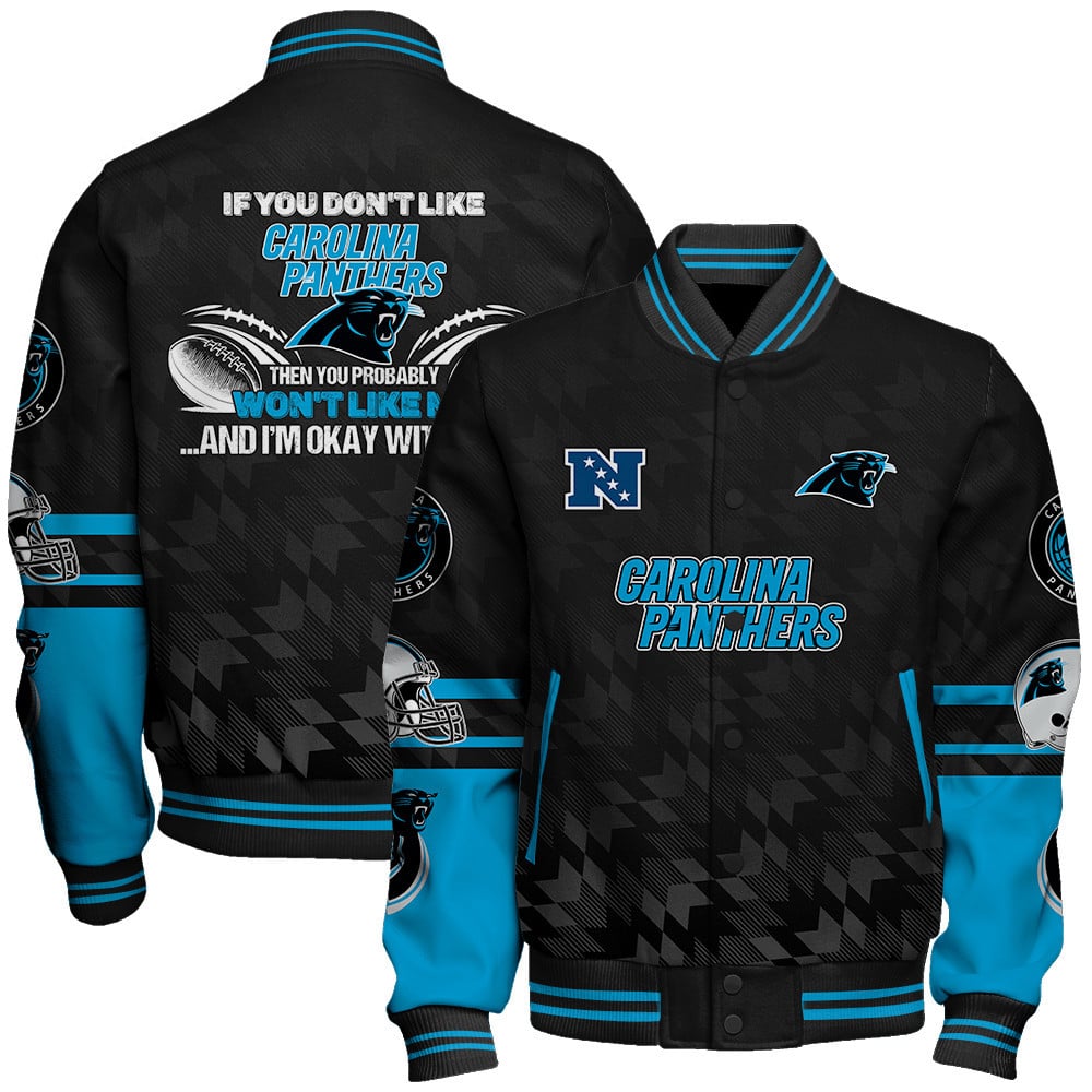 Carolina Panthers National Football Conference Unisex Varsity Jacket V12 - Famjoys Carolina Panthers National Football Conference Unisex Varsity Jacket V12 - Famjoys