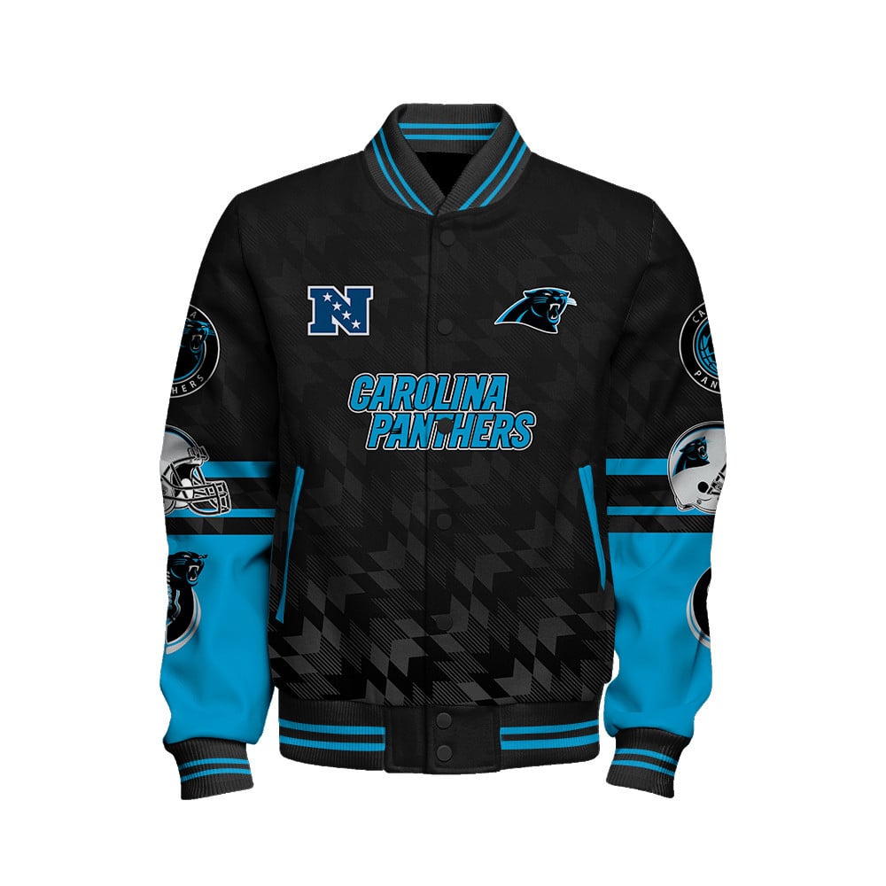 Carolina Panthers National Football Conference Unisex Varsity Jacket V12 - Famjoys Carolina Panthers National Football Conference Unisex Varsity Jacket V12 - Famjoys