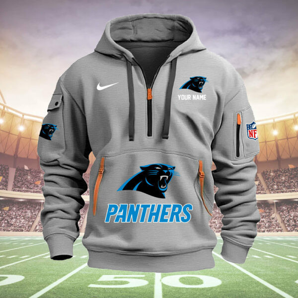 Carolina Panthers New Personalized Quarter Zip Hoodie AZBTQZH000030 - Famjoys Carolina Panthers New Personalized Quarter Zip Hoodie AZBTQZH000030 - Famjoys