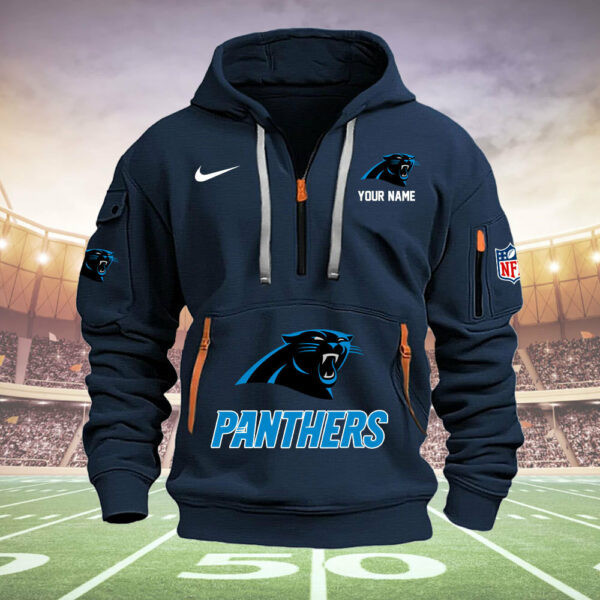 Carolina Panthers New Personalized Quarter Zip Hoodie AZBTQZH000030 - Famjoys Carolina Panthers New Personalized Quarter Zip Hoodie AZBTQZH000030 - Famjoys