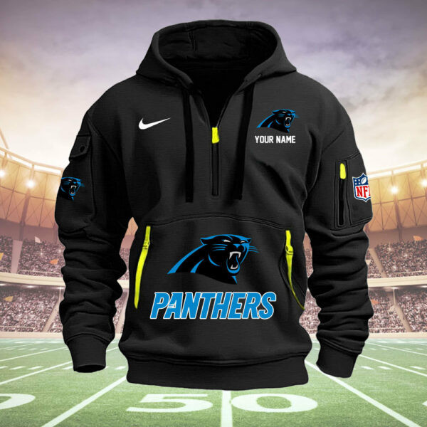 Carolina Panthers New Personalized Quarter Zip Hoodie AZBTQZH000030 - Famjoys Carolina Panthers New Personalized Quarter Zip Hoodie AZBTQZH000030 - Famjoys
